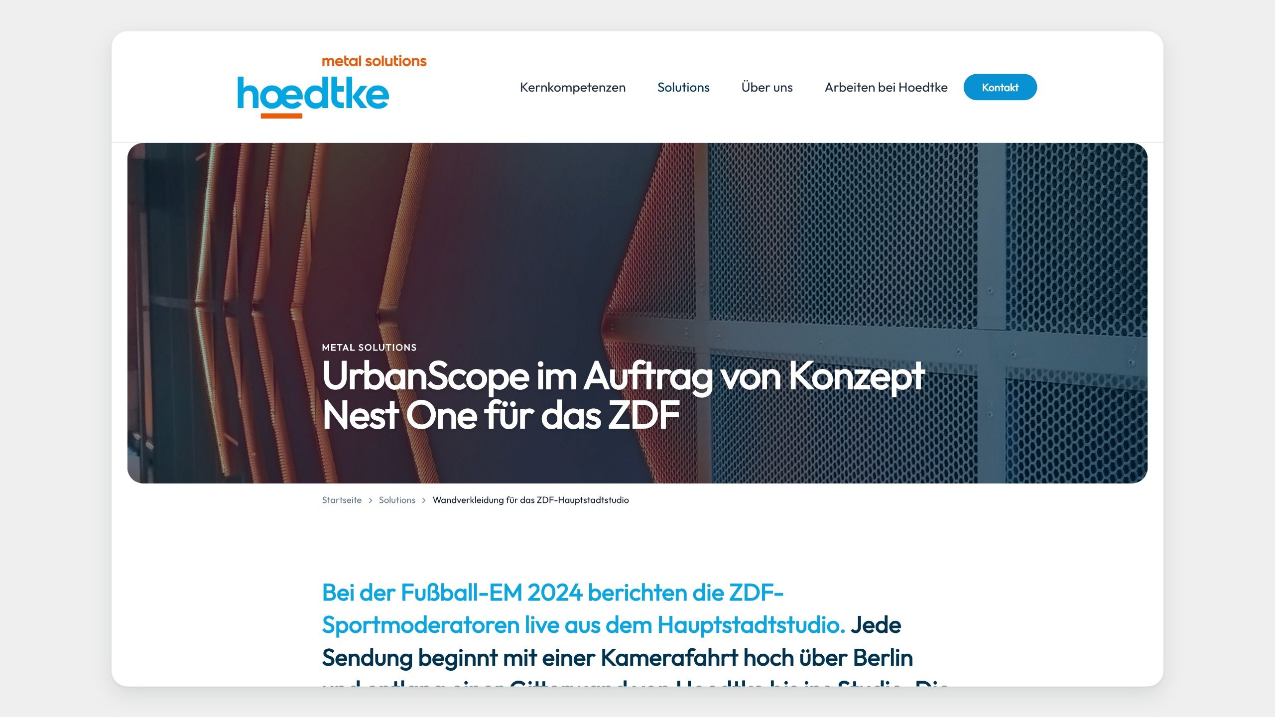 Projektseite zur Wandverkleidung für das ZDF-Hauptstadtstudio