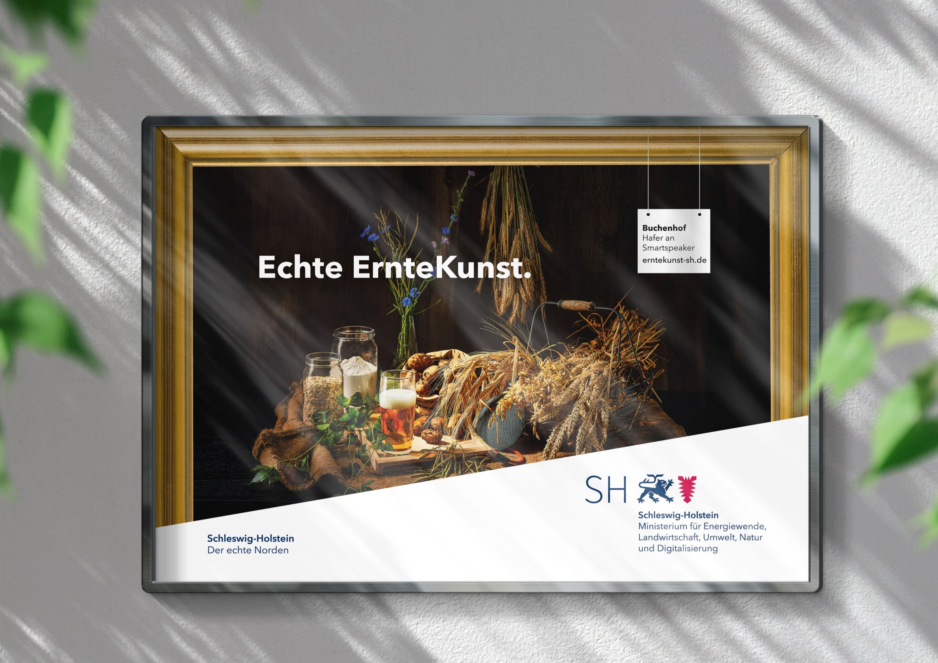 Eine Kampagne, die Lebensmittel in den Goldrahmen hängt