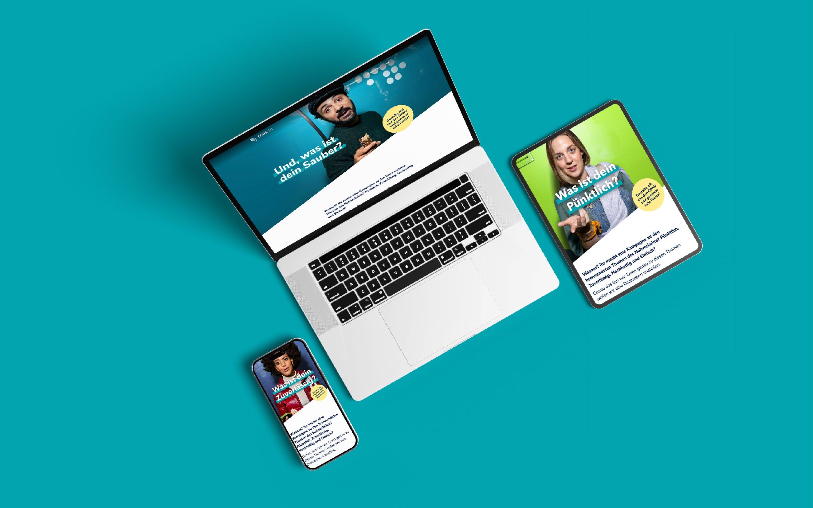 Kampagnenwebsite auf Laptop, Tablet und Smartphone