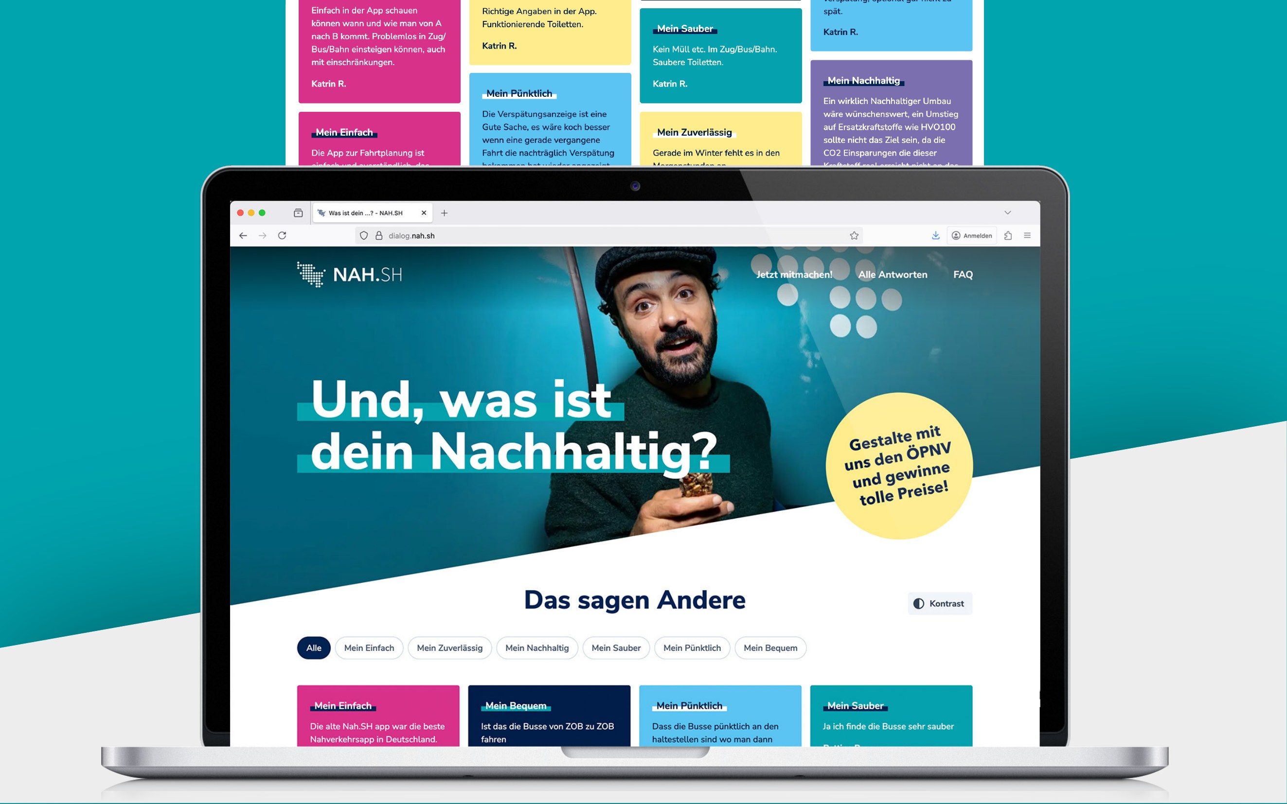 Kampagnenwebsite mit dem Bereich „Das sagen Andere"