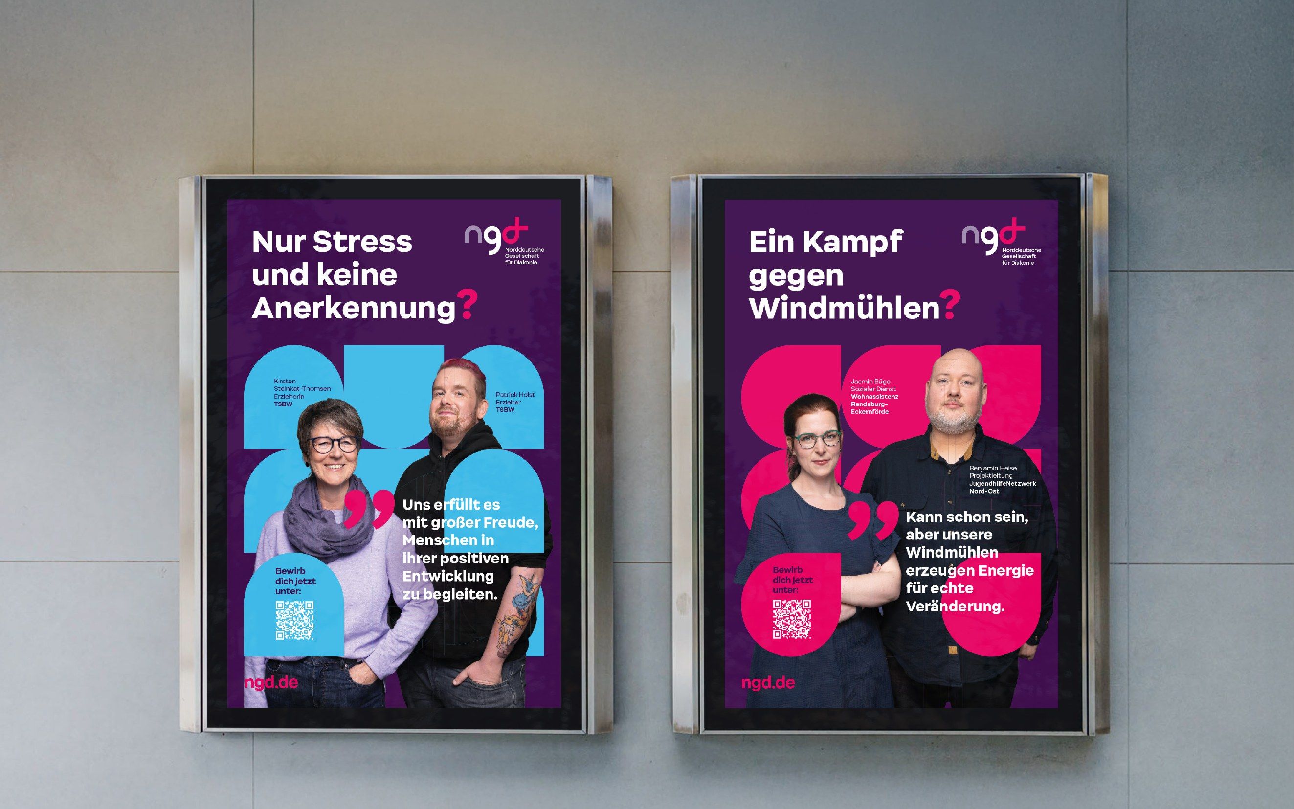 Zwei City-Light-Poster der Kampagne in einer Unterführung