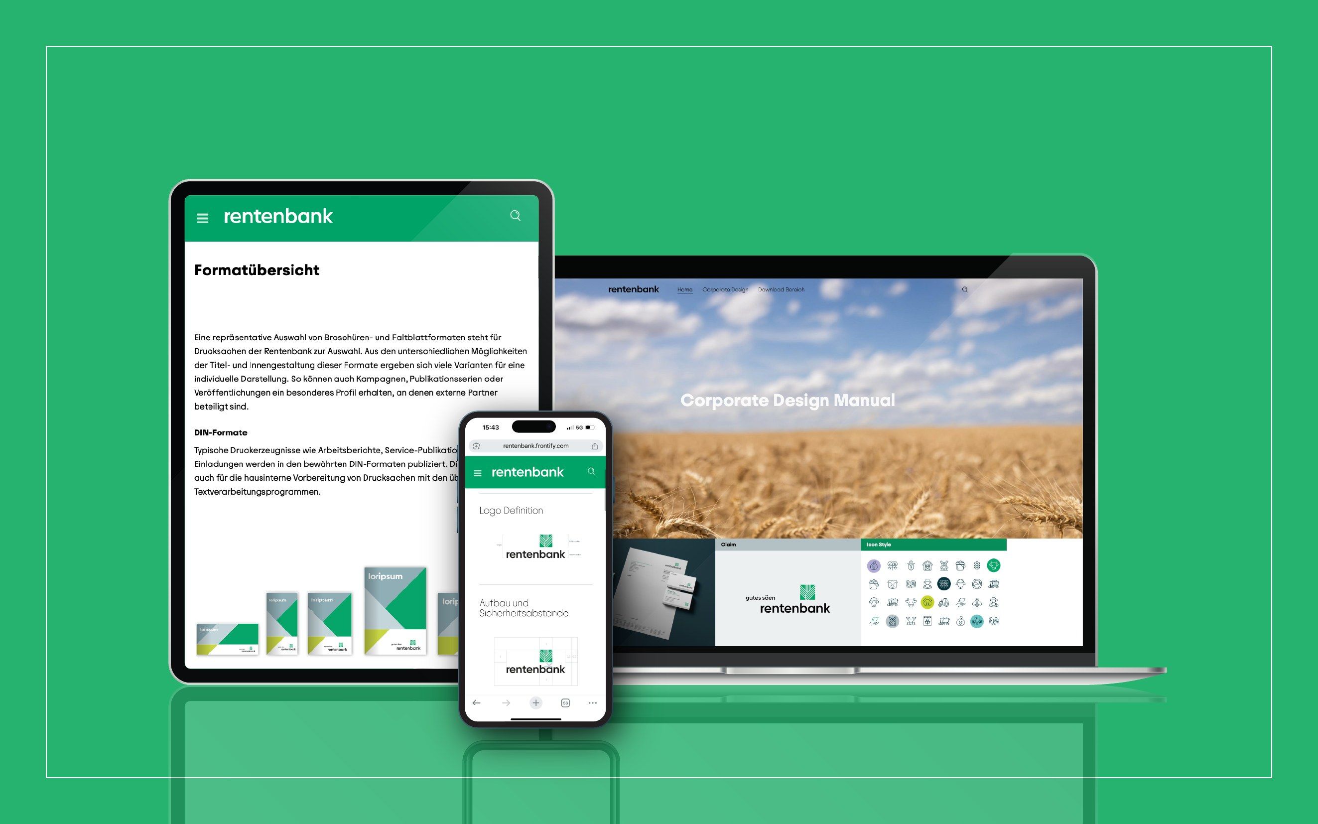 Corporate-Design-Manual auf Laptop, Tablet und Smartphone