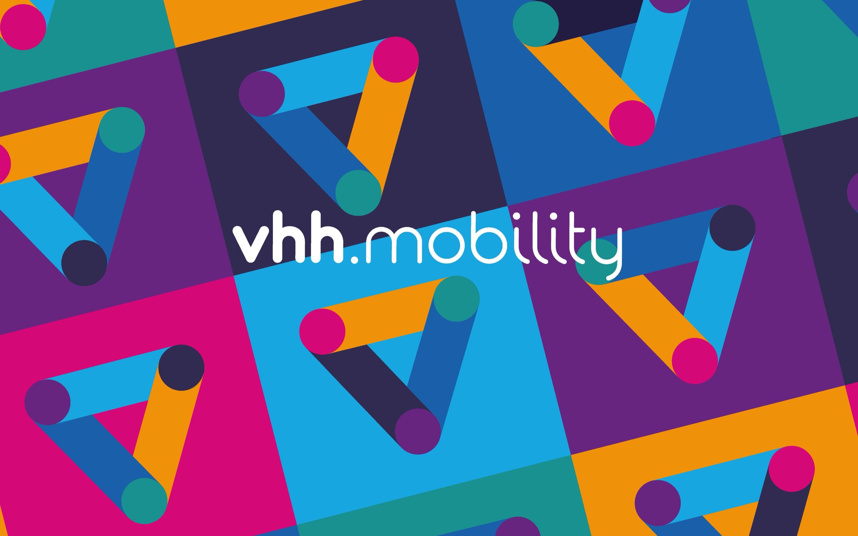 Markenmuster aus dem V-Zeichen von vhh.mobility in den Farben der Marke