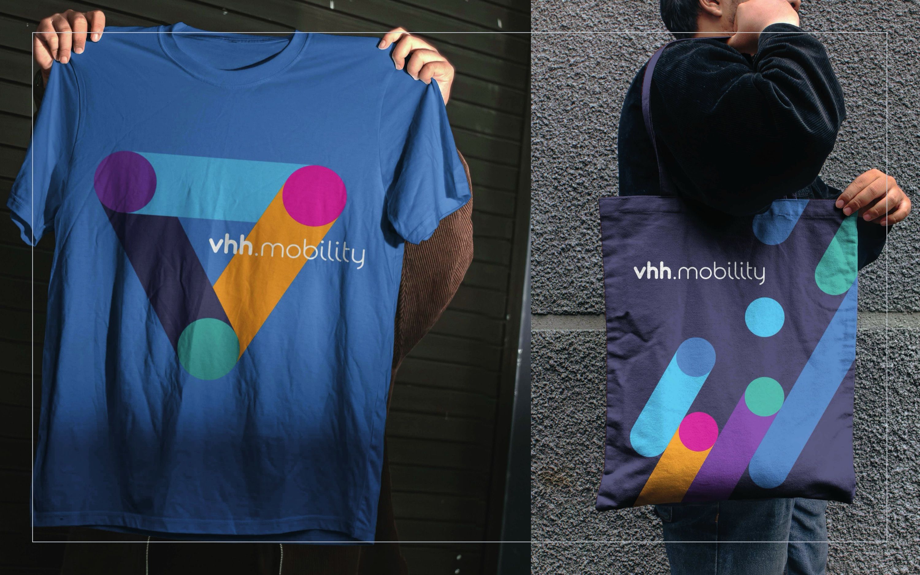 T-Shirt und Stofftasche mit dem Zeichen von vhh.mobility