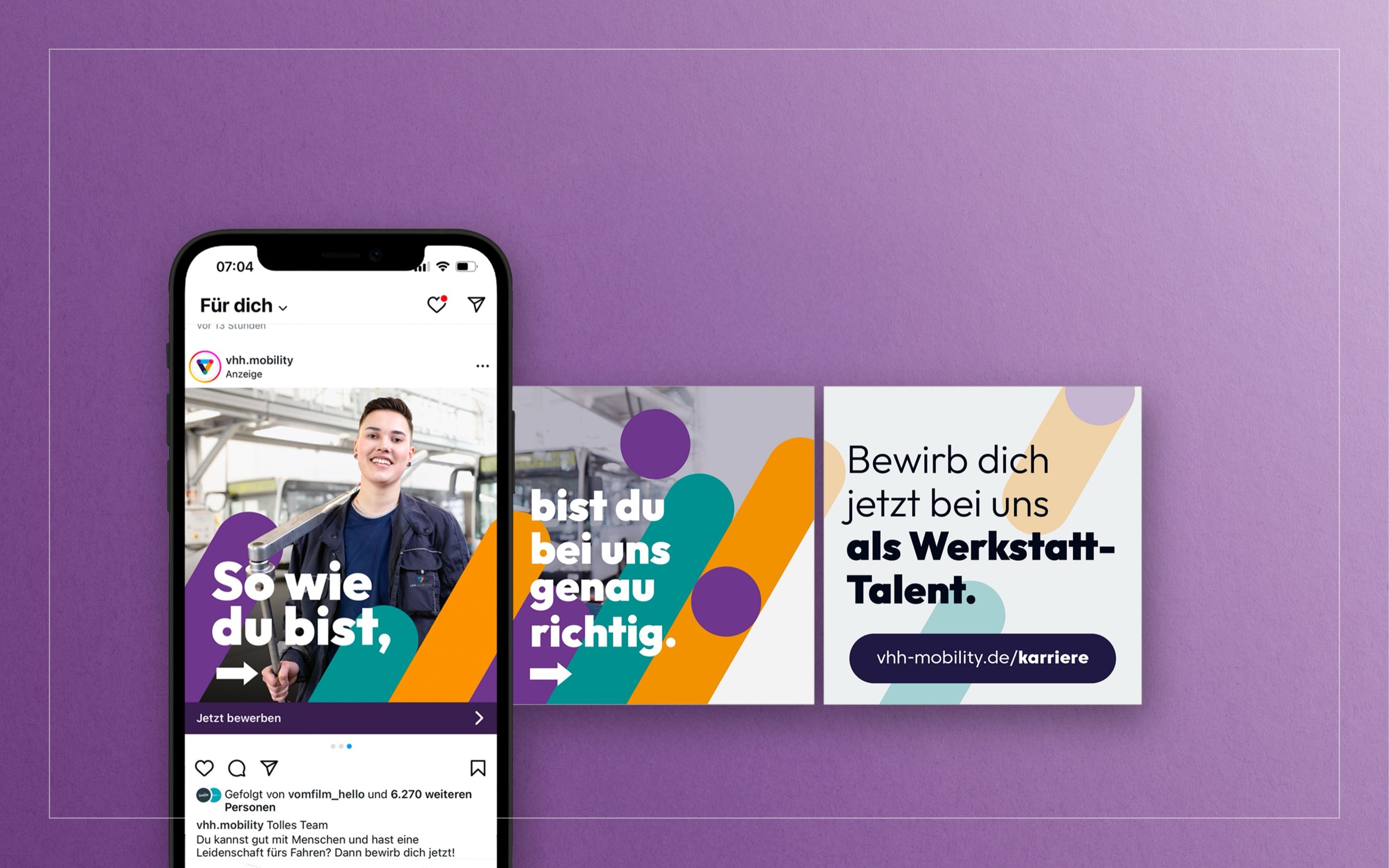 Instagram-Anzeige und Karussellmotive der Kampagne: „So wie du bist, bist du bei uns genau richtig"