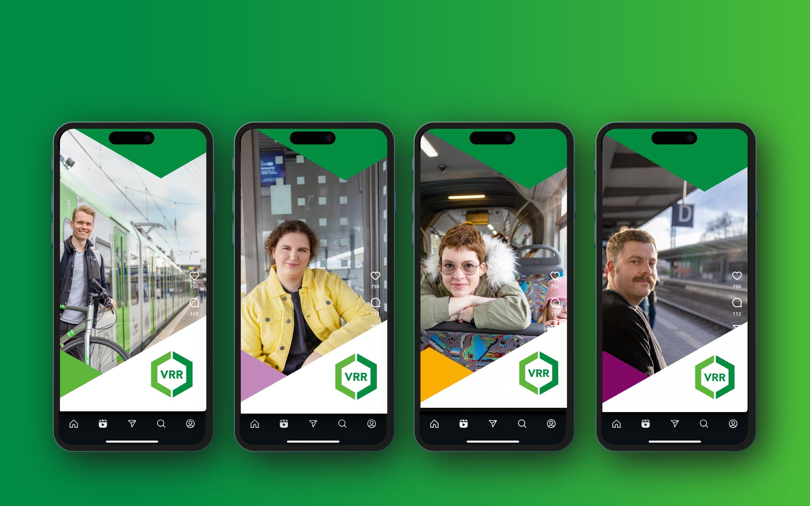 Die vier Markenbotschafter als vertikale Videoformate